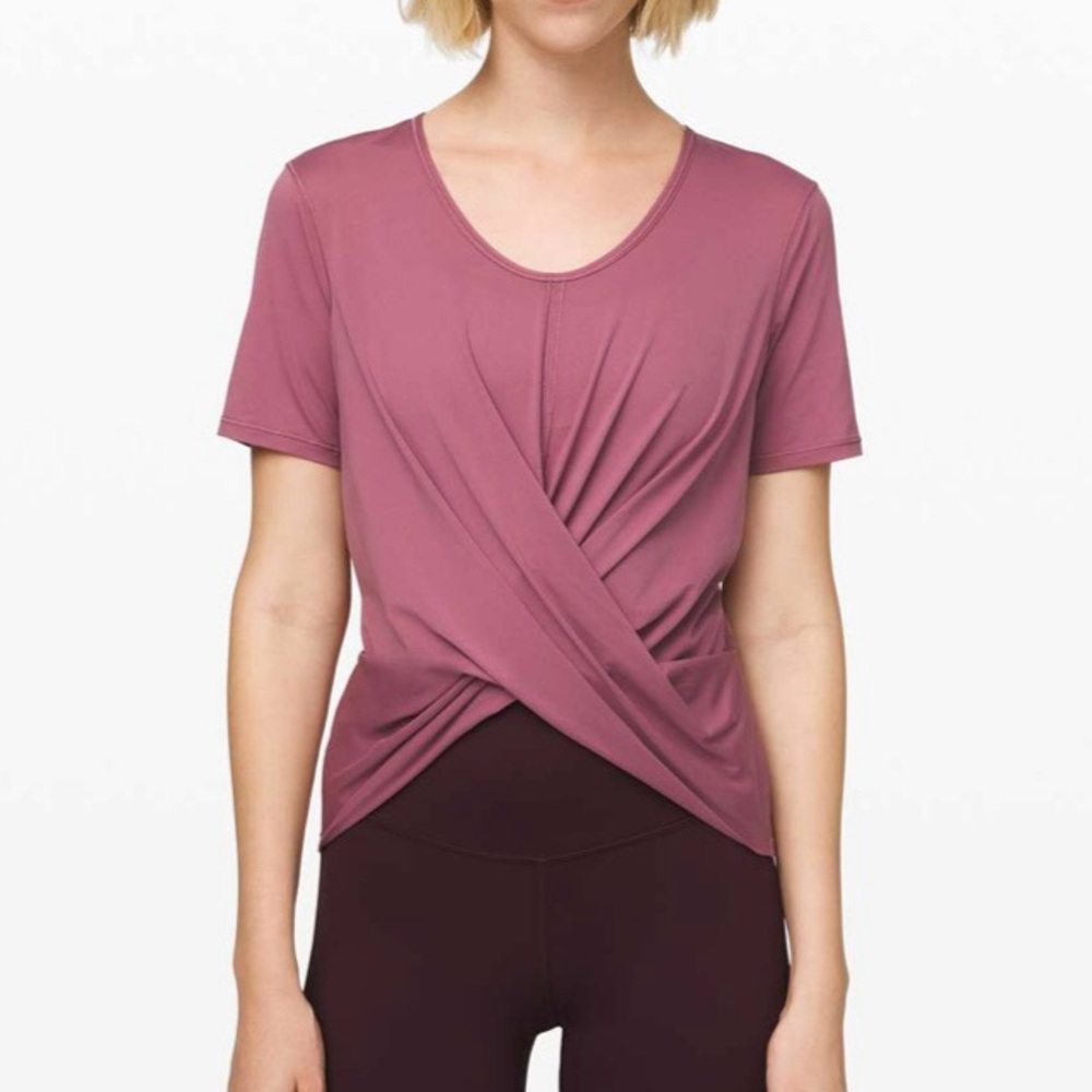 LULULEMON Plumful Do The Daily Short Sleeve Silverescent Active Top‎ Shirt Sz 12